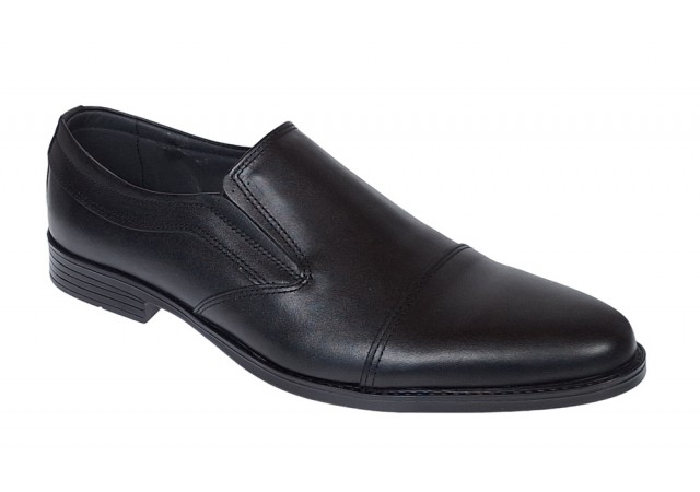 Pantofi barbati eleganti piele naturala fara siret Negru - GKR87N